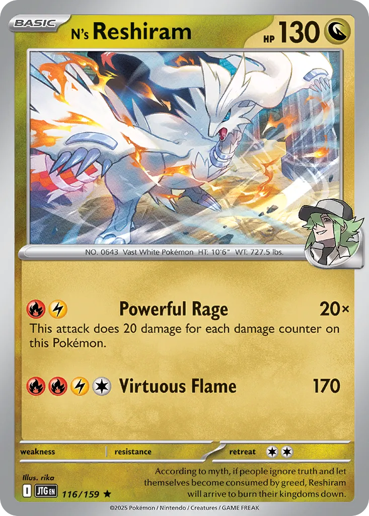 N's Reshiram 116/159 — Journey Together (English Pokémon TCG card)