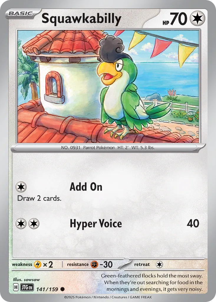 Squawkabilly 141/159 — Journey Together (English Pokémon TCG card)