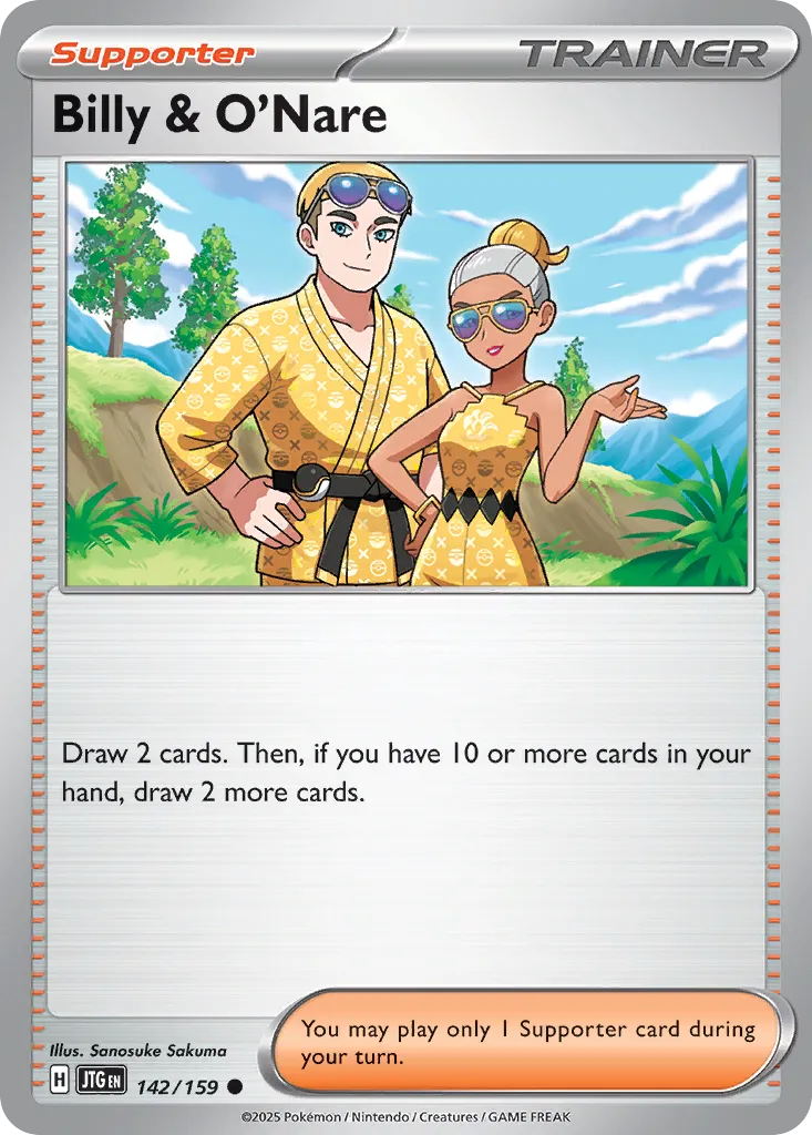 Billy & O'Nare 142/159 — Journey Together (English Pokémon TCG card)