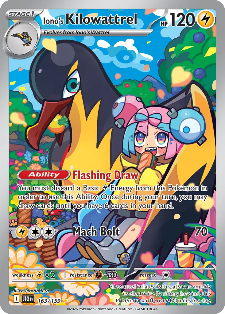 Iono's Kilowattrel 163/159 — Journey Together (English Pokémon TCG card)