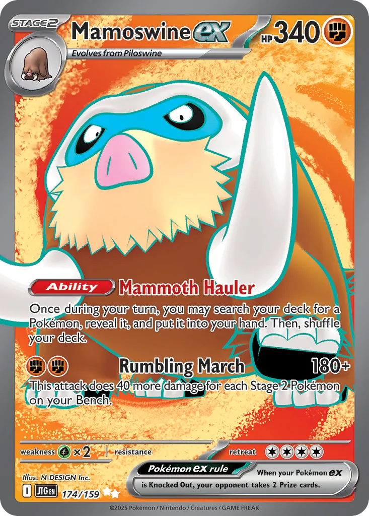 Mamoswine ex 174/159 — Journey Together (English Pokémon TCG card)