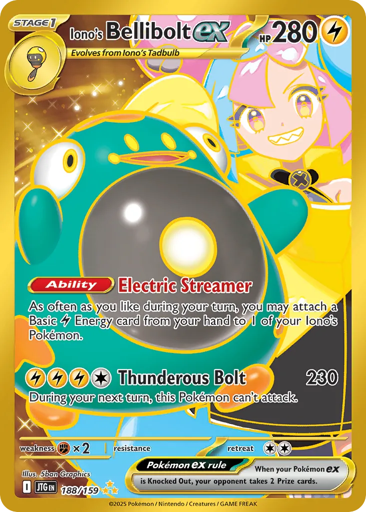 Iono's Bellibolt ex 188/159 — Journey Together (English Pokémon TCG card)