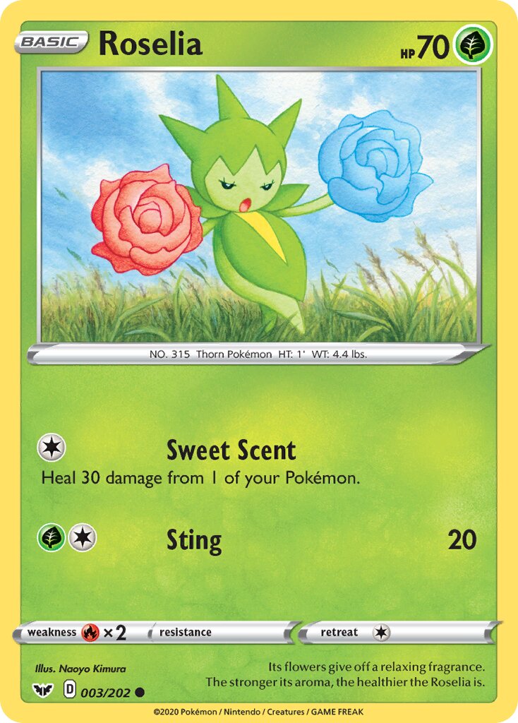 Roselia 003/202 — Sword & Shield (English Pokémon TCG card)