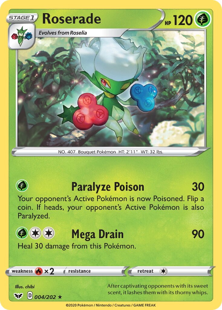 Roserade 004/202 — Sword & Shield (English Pokémon TCG card)