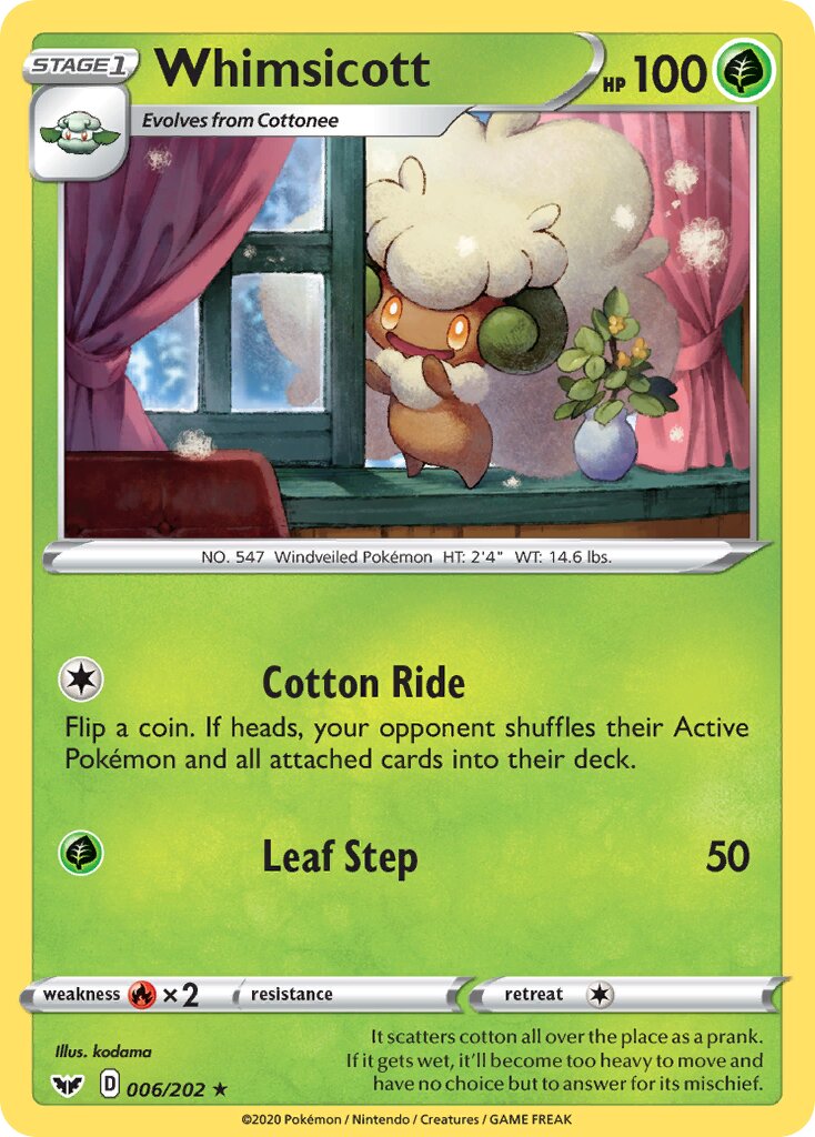 Whimsicott 006/202 — Sword & Shield (English Pokémon TCG card)