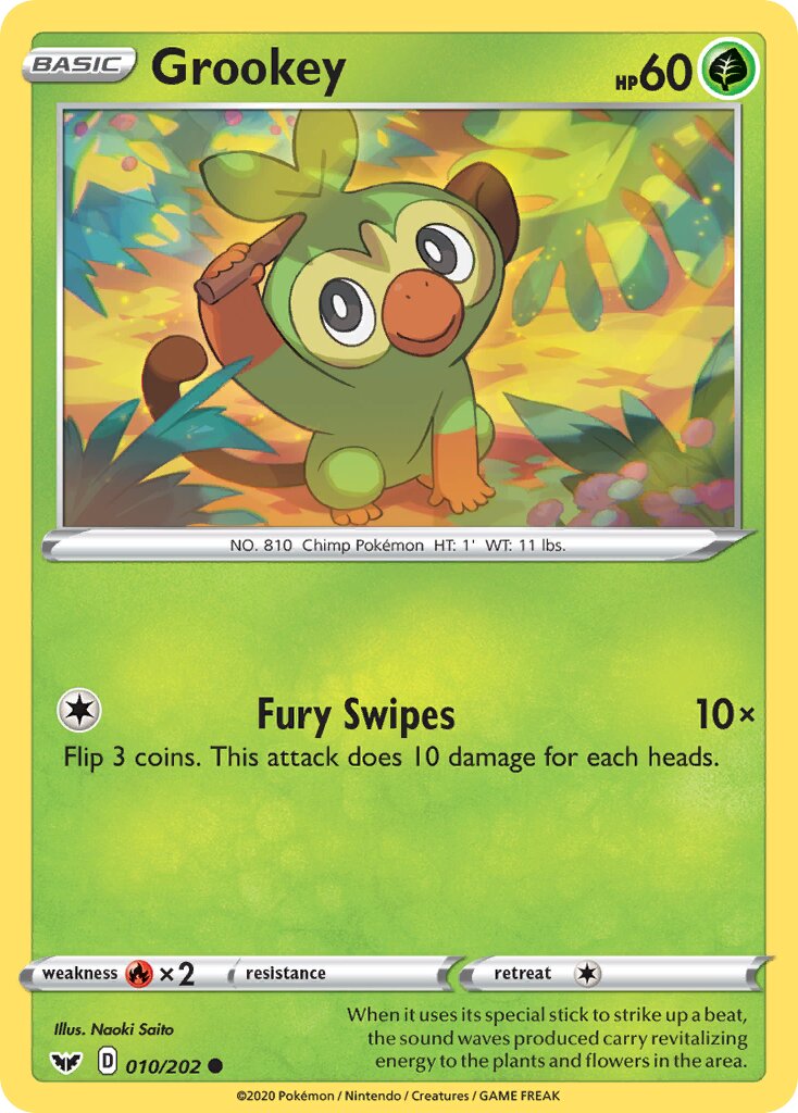 Grookey 010/202 — Sword & Shield (English Pokémon TCG card)