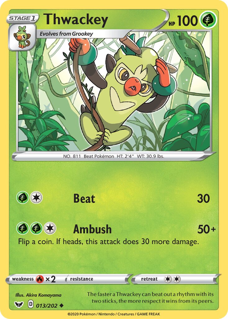 Thwackey 013/202 — Sword & Shield (English Pokémon TCG card)