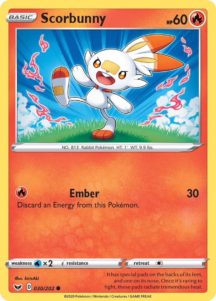 Scorbunny 030/202 — Sword & Shield (English Pokémon TCG card)