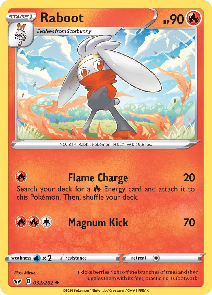 Raboot 032/202 — Sword & Shield (English Pokémon TCG card)