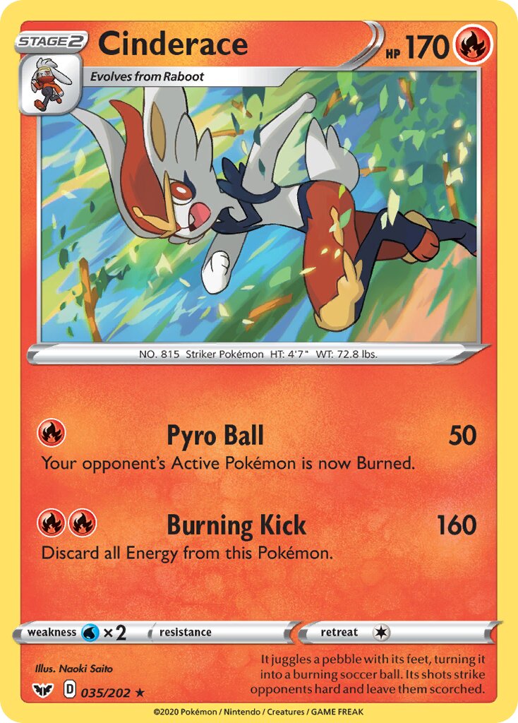 Cinderace 035/202 — Sword & Shield (English Pokémon TCG card)