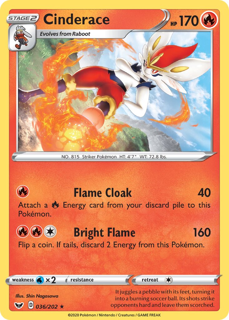 Cinderace 036/202 — Sword & Shield (English Pokémon TCG card)