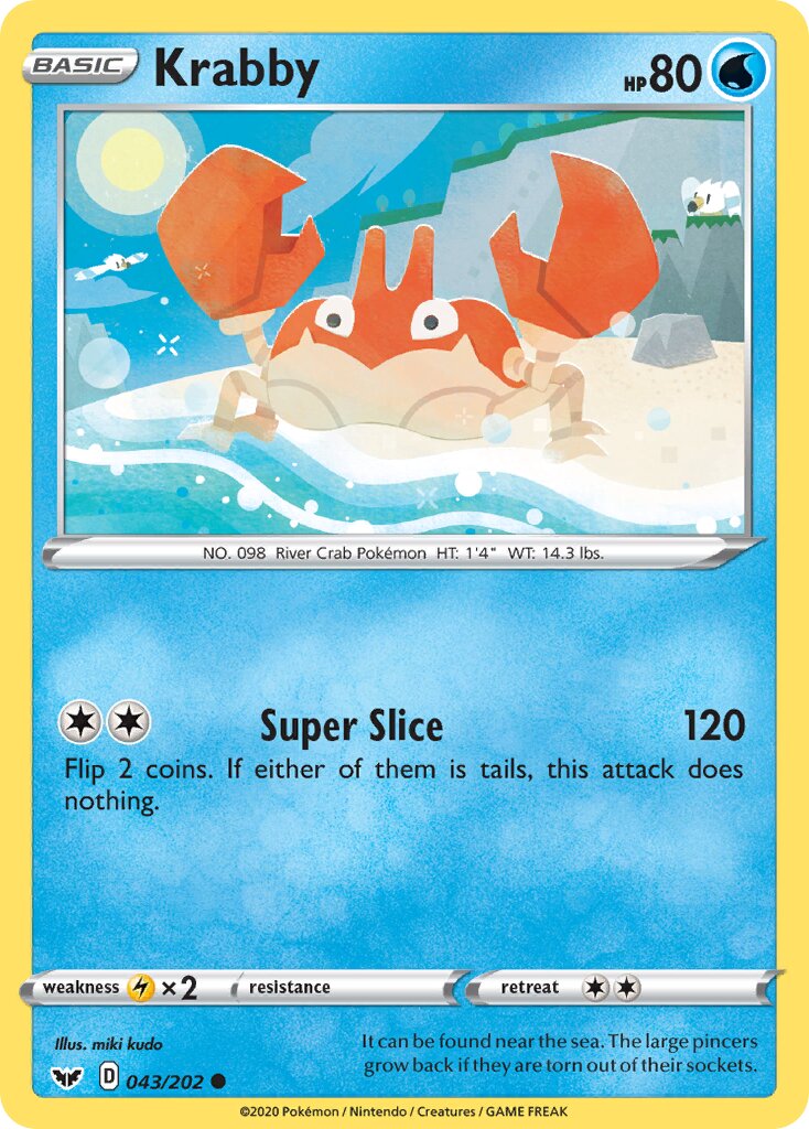 Krabby 043/202 — Sword & Shield (English Pokémon TCG card)