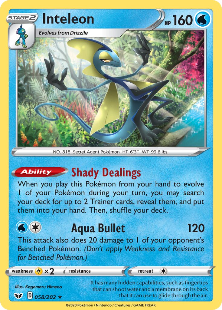 Inteleon 058/202 — Sword & Shield (English Pokémon TCG card)