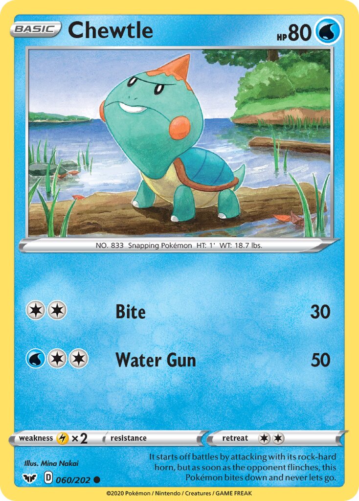 Chewtle 060/202 — Sword & Shield (English Pokémon TCG card)