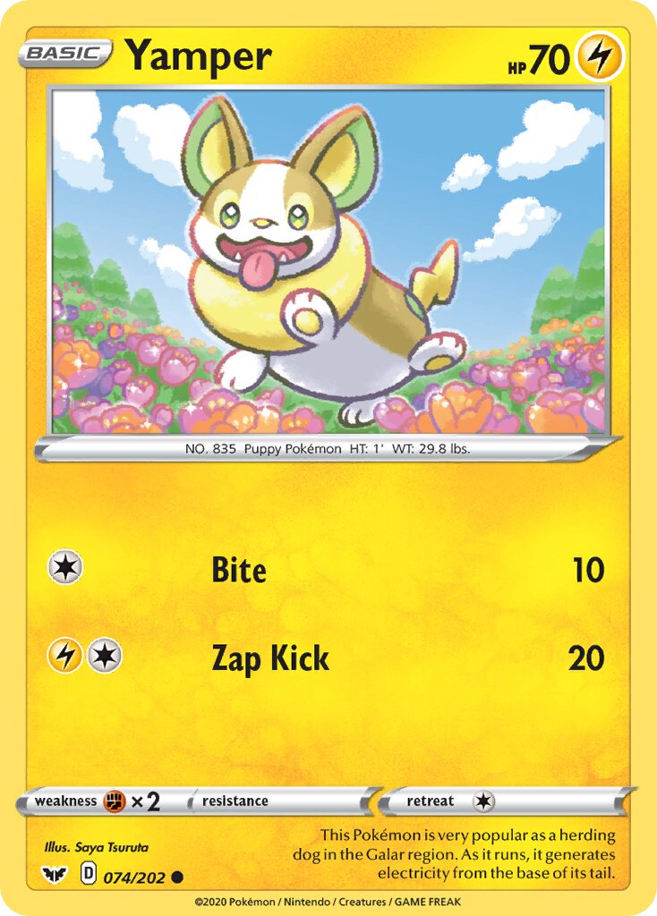Yamper 074/202 — Sword & Shield (English Pokémon TCG card)