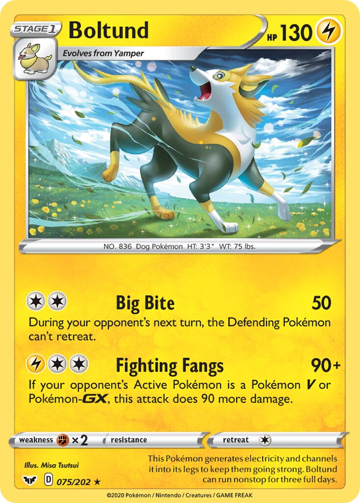 Boltund 075/202 — Sword & Shield (English Pokémon TCG card)