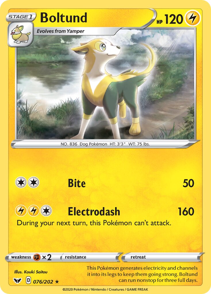 Boltund 076/202 — Sword & Shield (English Pokémon TCG card)