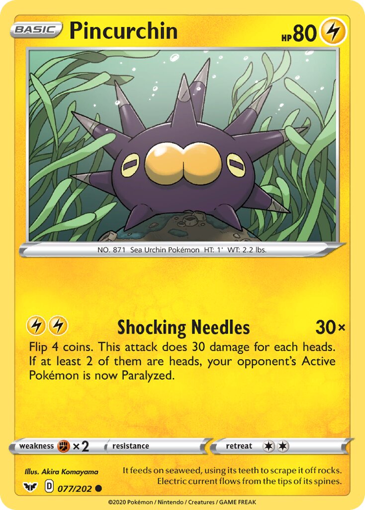 Pincurchin 077/202 — Sword & Shield (English Pokémon TCG card)