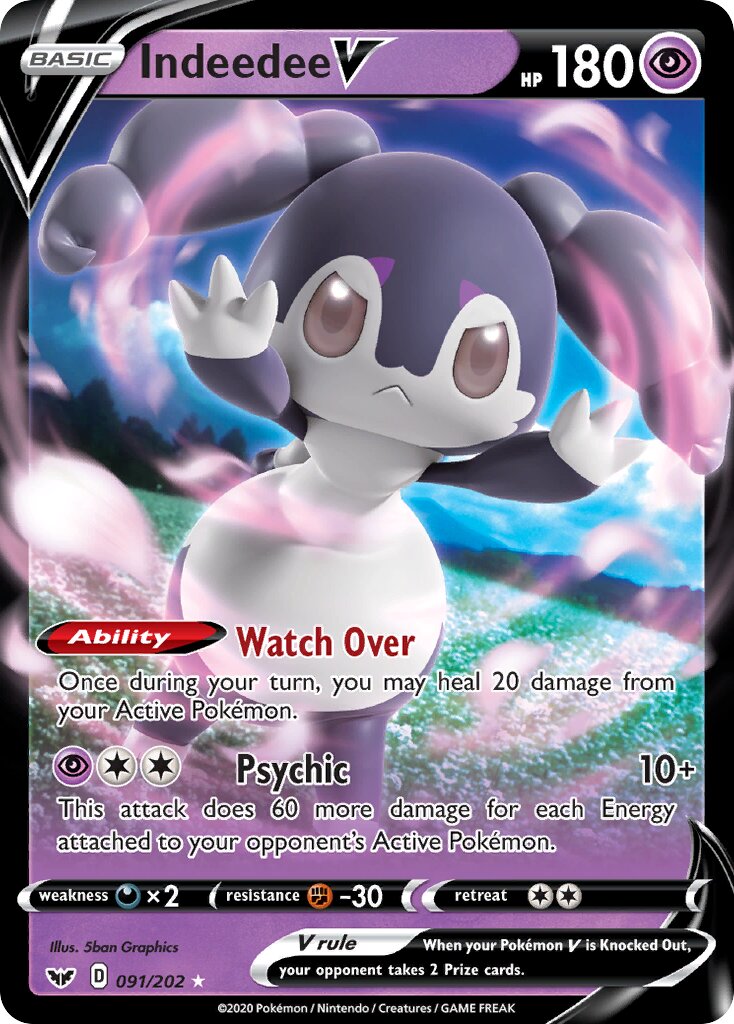 Indeedee V 091/202 — Sword & Shield (English Pokémon TCG card)