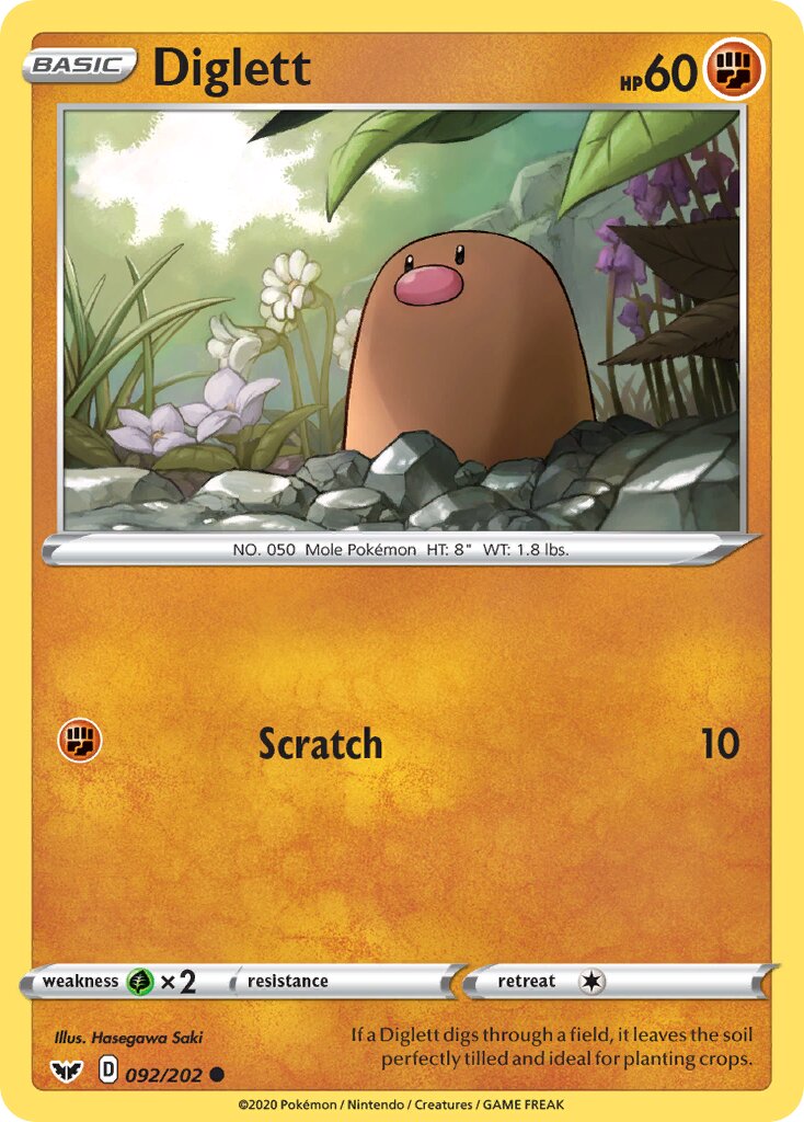 Diglett 092/202 — Sword & Shield (English Pokémon TCG card)