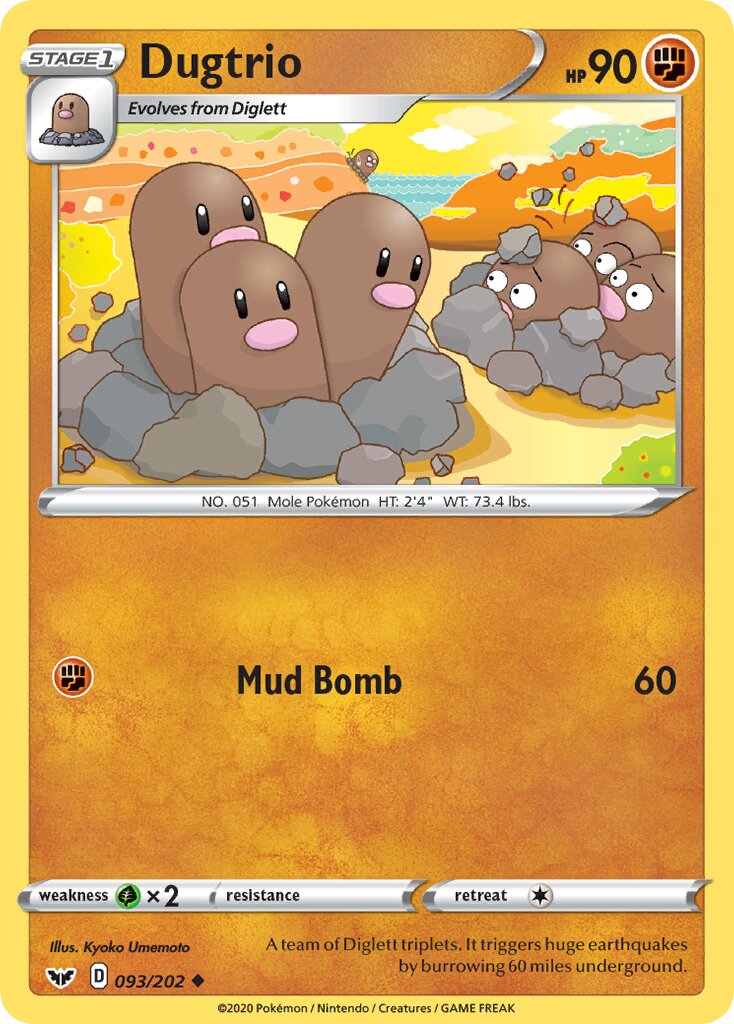 Dugtrio 093/202 — Sword & Shield (English Pokémon TCG card)