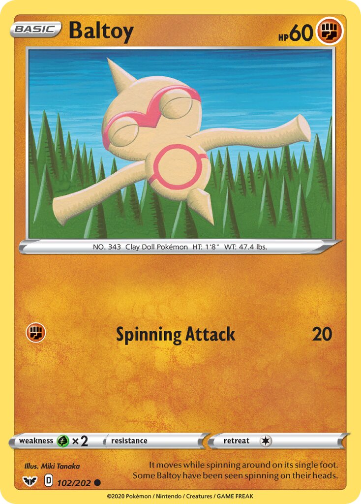 Baltoy 102/202 — Sword & Shield (English Pokémon TCG card)