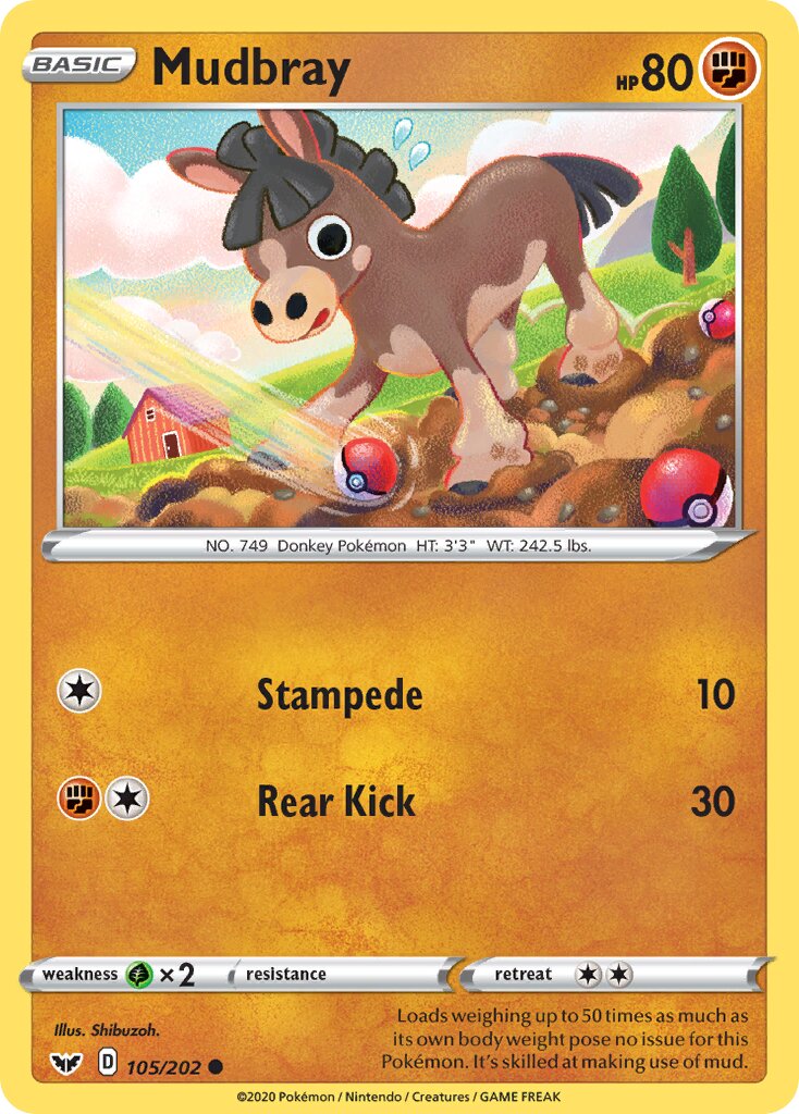 Mudbray 105/202 — Sword & Shield (English Pokémon TCG card)