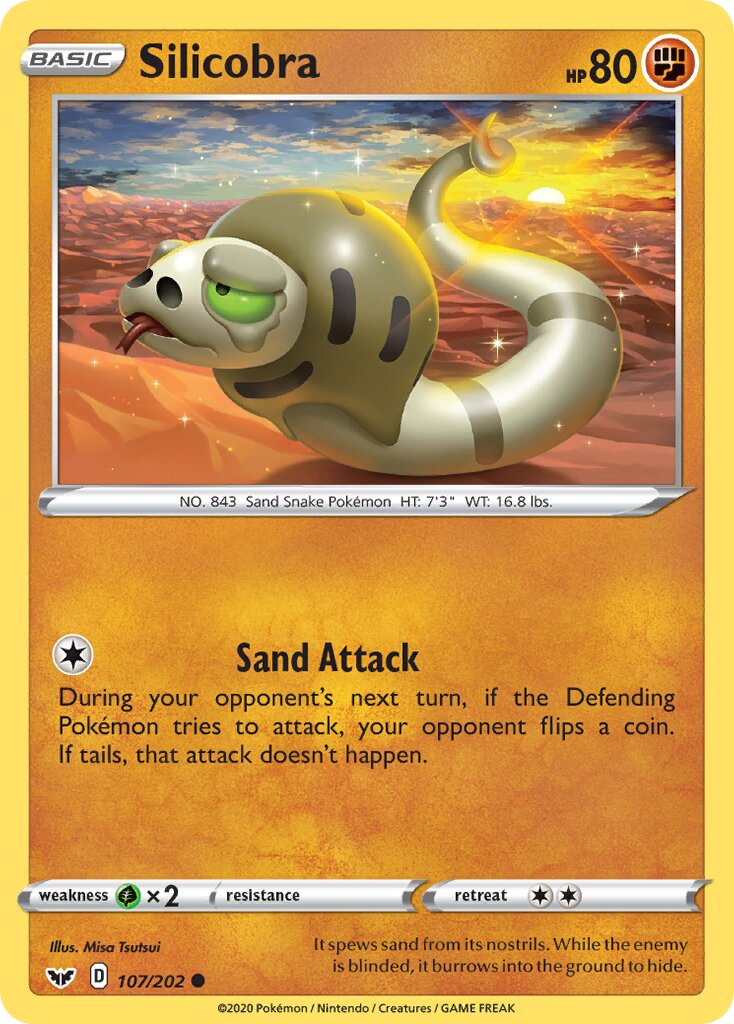Silicobra 107/202 — Sword & Shield (English Pokémon TCG card)