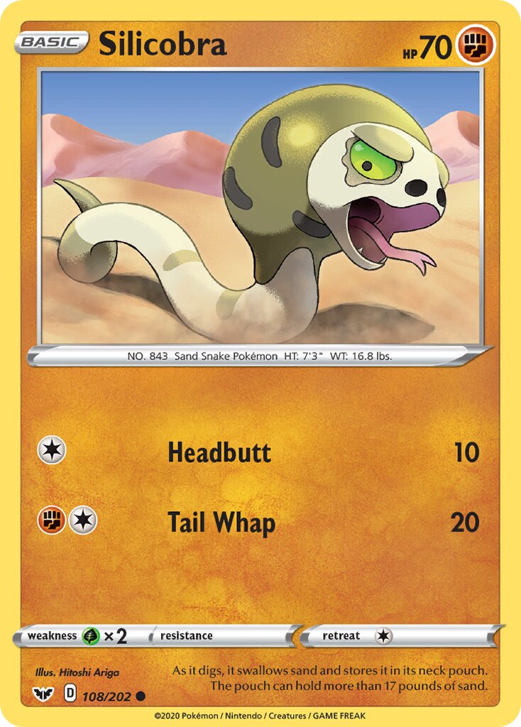 Silicobra 108/202 — Sword & Shield (English Pokémon TCG card)