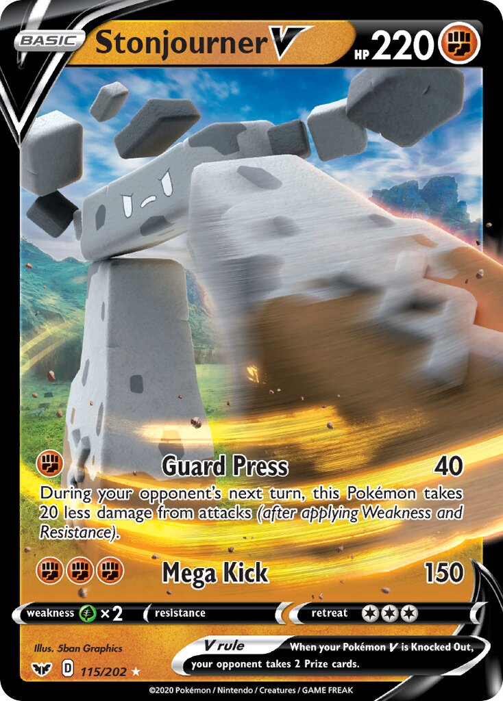 Stonjourner V 115/202 — Sword & Shield (English Pokémon TCG card)