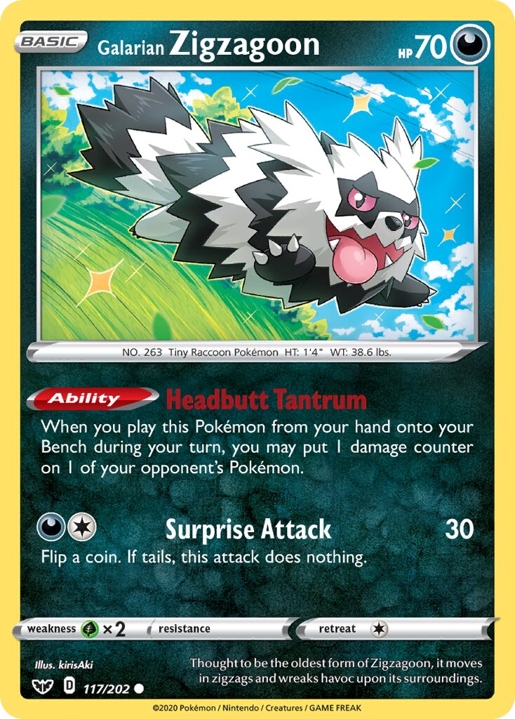 Galarian Zigzagoon 117/202 — Sword & Shield (English Pokémon TCG card)