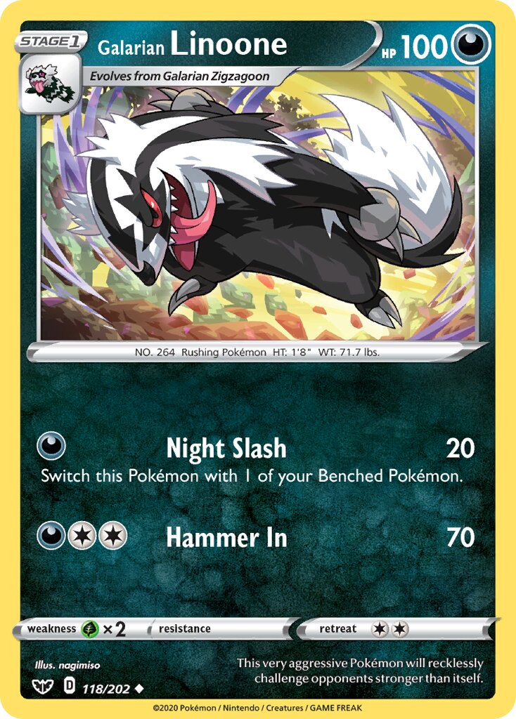 Galarian Linoone 118/202 — Sword & Shield (English Pokémon TCG card)