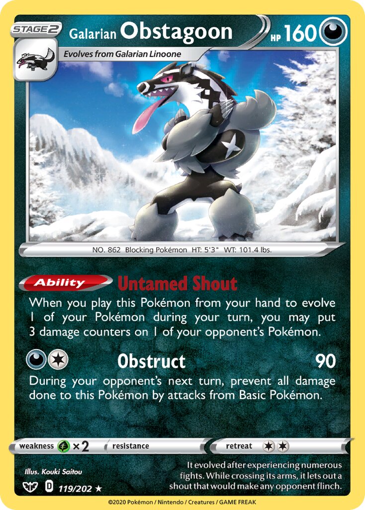 Galarian Obstagoon 119/202 — Sword & Shield (English Pokémon TCG card)