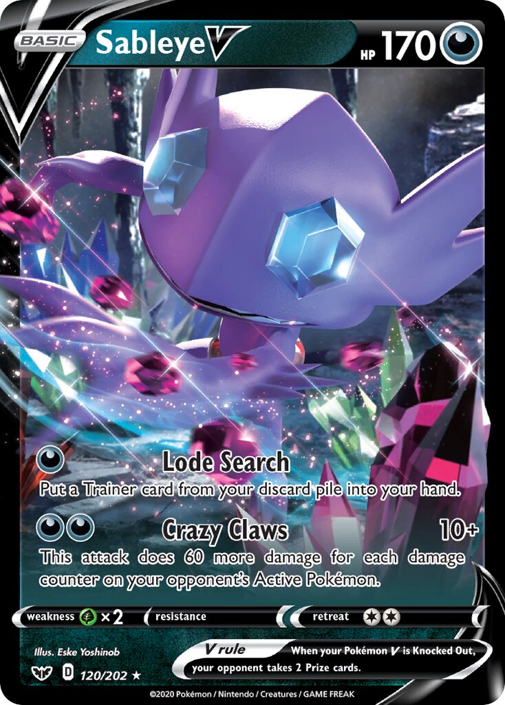 Sableye V 120/202 — Sword & Shield (English Pokémon TCG card)