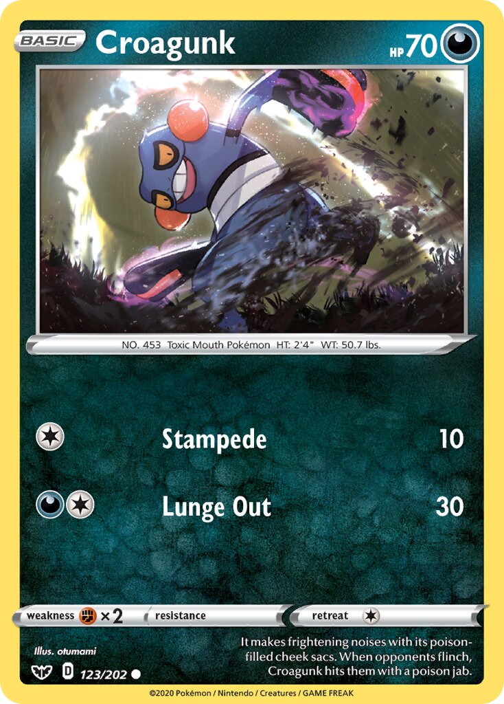 Croagunk 123/202 — Sword & Shield (English Pokémon TCG card)