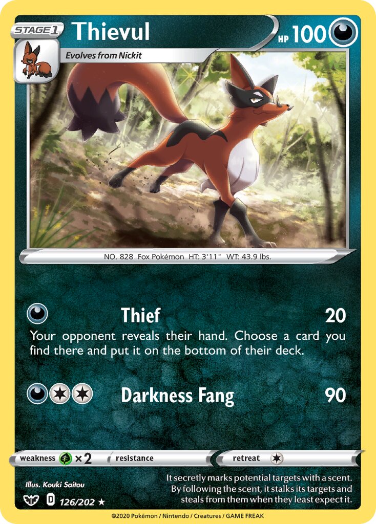 Thievul 126/202 — Sword & Shield (English Pokémon TCG card)
