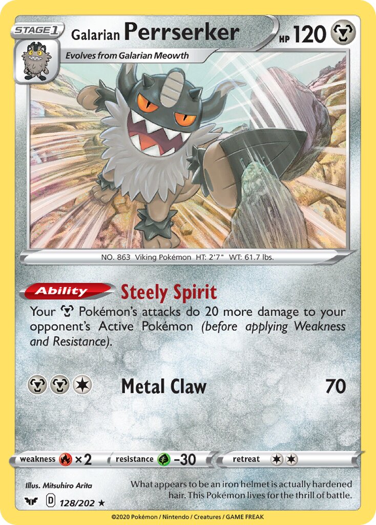 Galarian Perrserker 128/202 — Sword & Shield (English Pokémon TCG card)