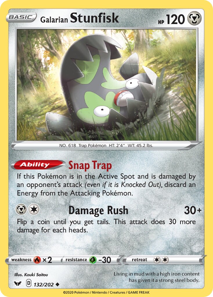 Galarian Stunfisk 132/202 — Sword & Shield (English Pokémon TCG card)