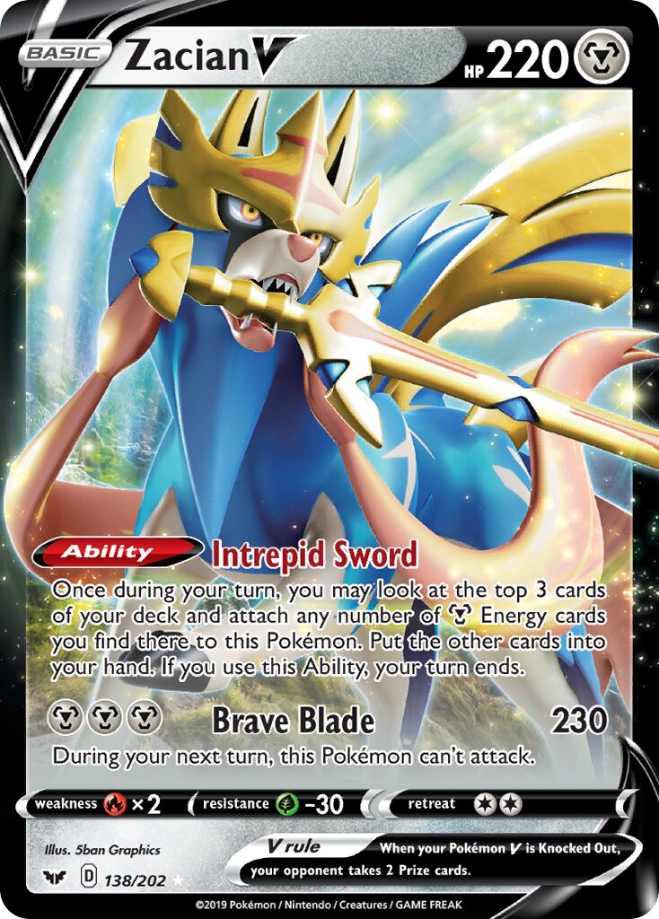 Zacian V 138/202 — Sword & Shield (English Pokémon TCG card)