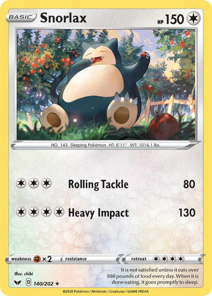 Snorlax 140/202 — Sword & Shield (English Pokémon TCG card)