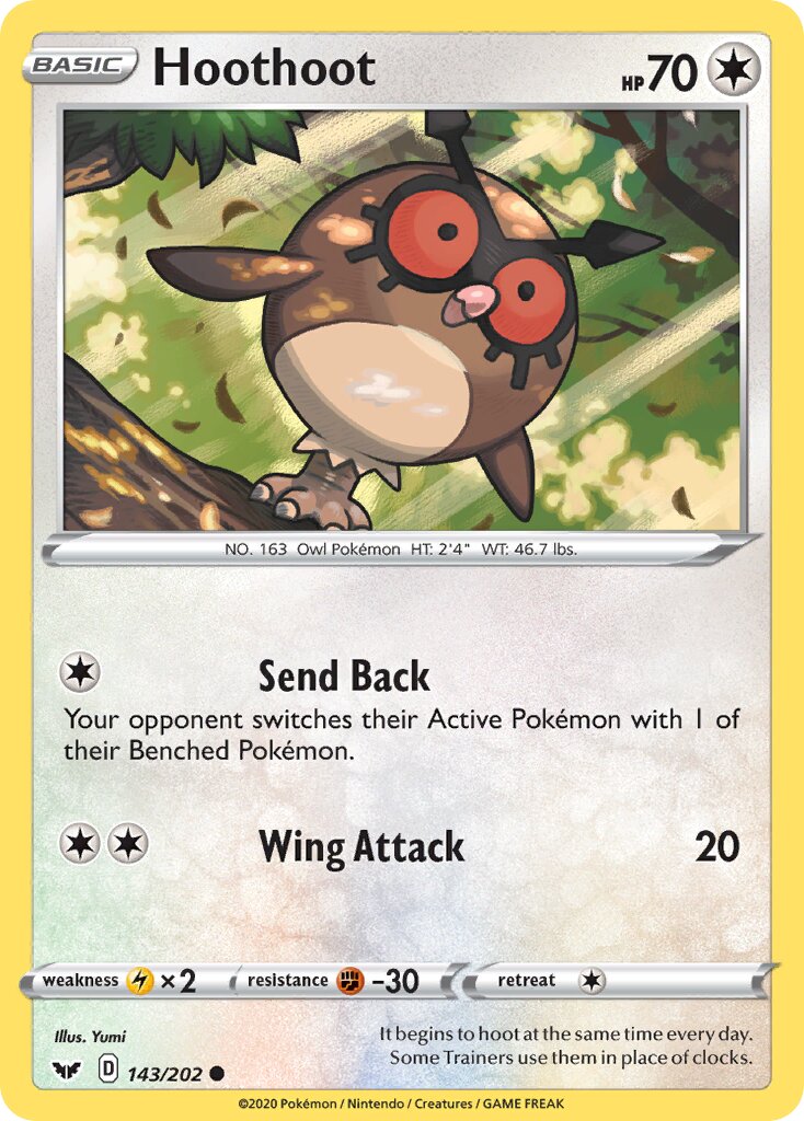 Hoothoot 143/202 — Sword & Shield (English Pokémon TCG card)