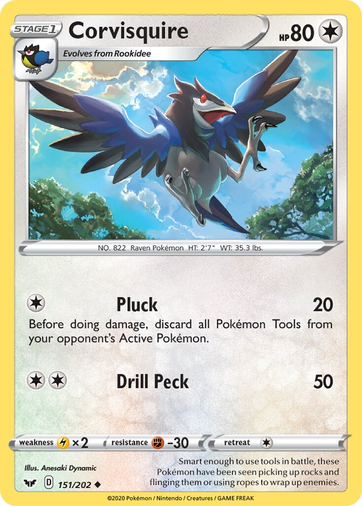 Corvisquire 151/202 — Sword & Shield (English Pokémon TCG card)