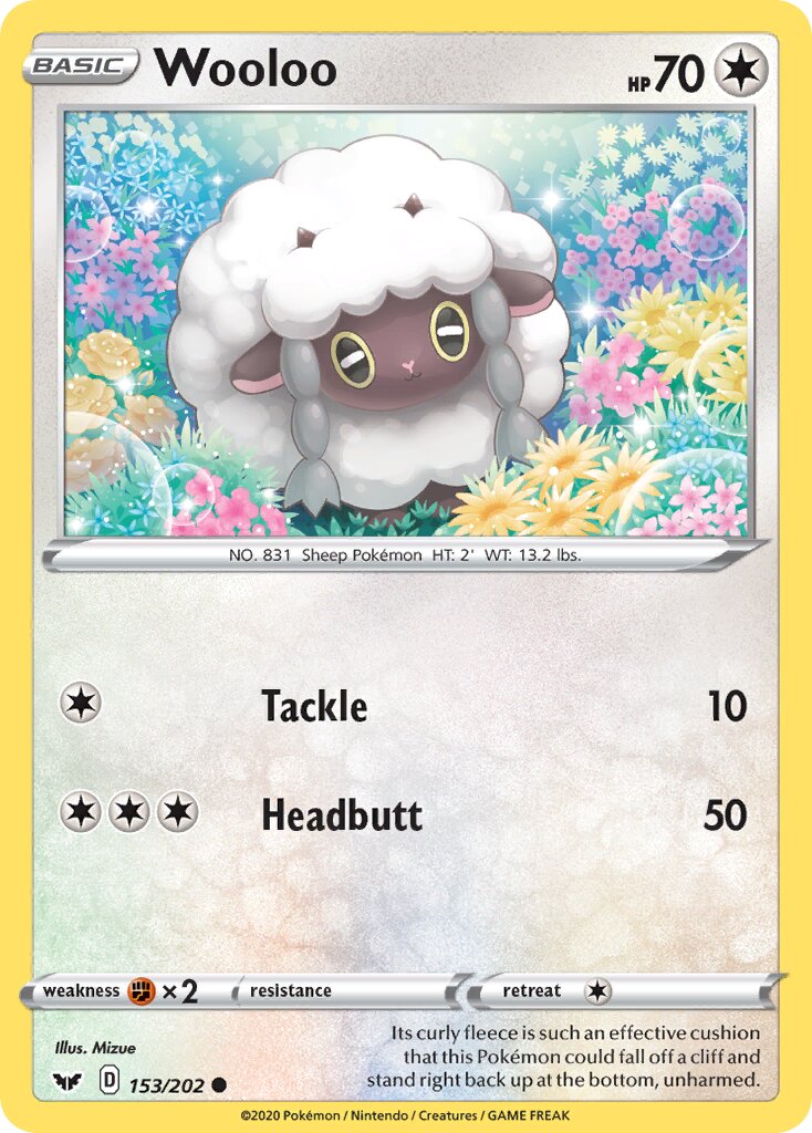 Wooloo 153/202 — Sword & Shield (English Pokémon TCG card)