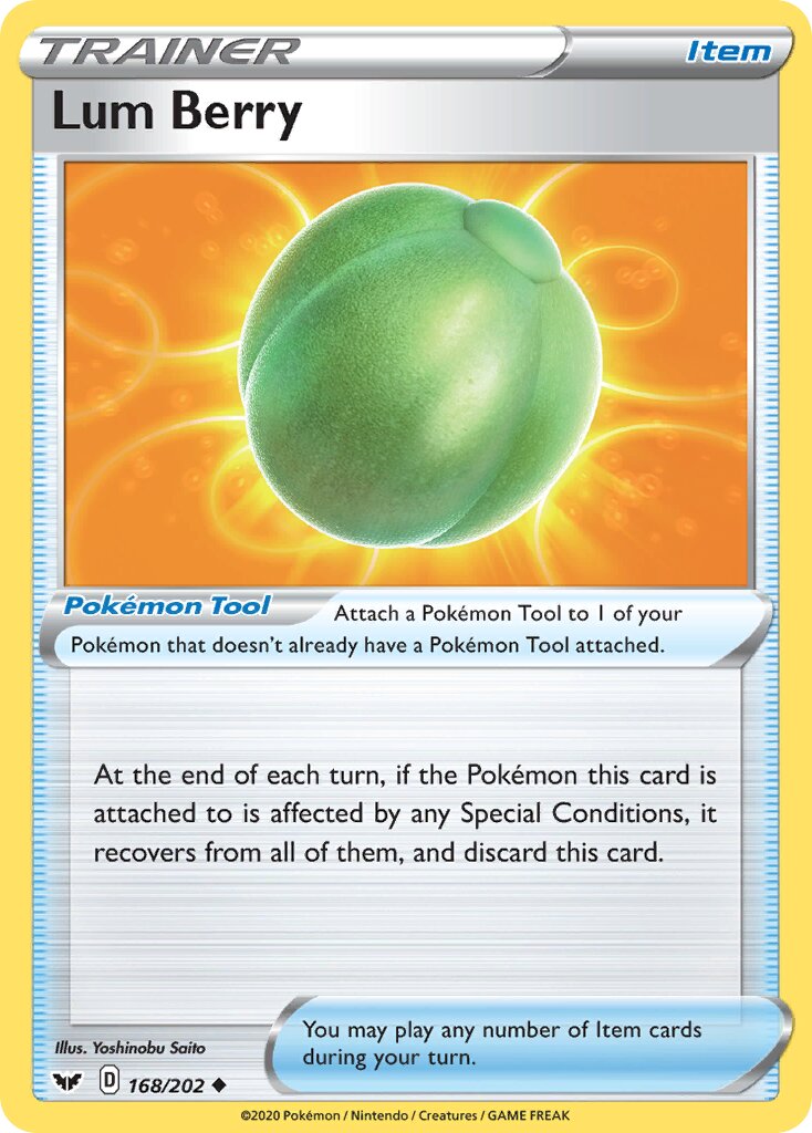 Lum Berry 168/202 — Sword & Shield (English Pokémon TCG card)