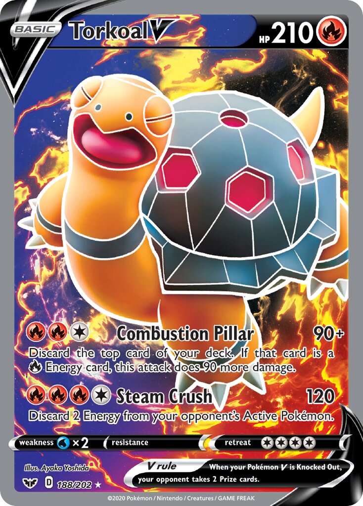 Torkoal V 188/202 — Sword & Shield (English Pokémon TCG card)