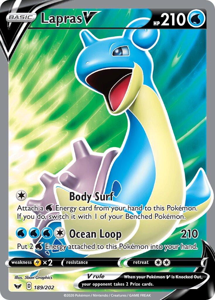 Lapras V 189/202 — Sword & Shield (English Pokémon TCG card)