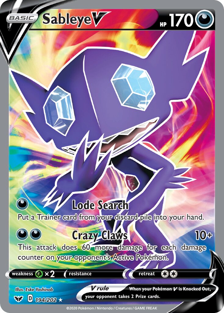 Sableye V 194/202 — Sword & Shield (English Pokémon TCG card)