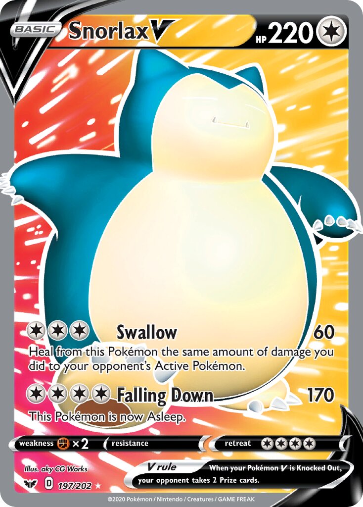 Snorlax V 197/202 — Sword & Shield (English Pokémon TCG card)