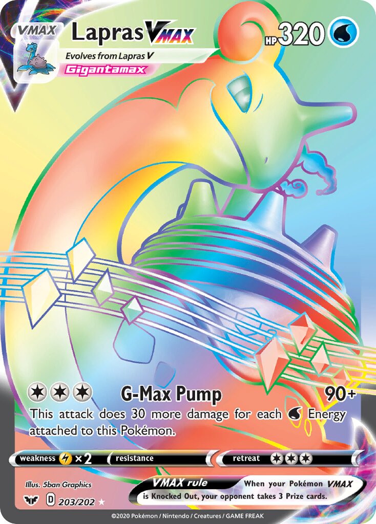 Lapras VMAX 203/202 — Sword & Shield (English Pokémon TCG card)