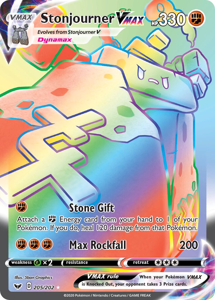 Stonjourner VMAX 205/202 — Sword & Shield (English Pokémon TCG card)